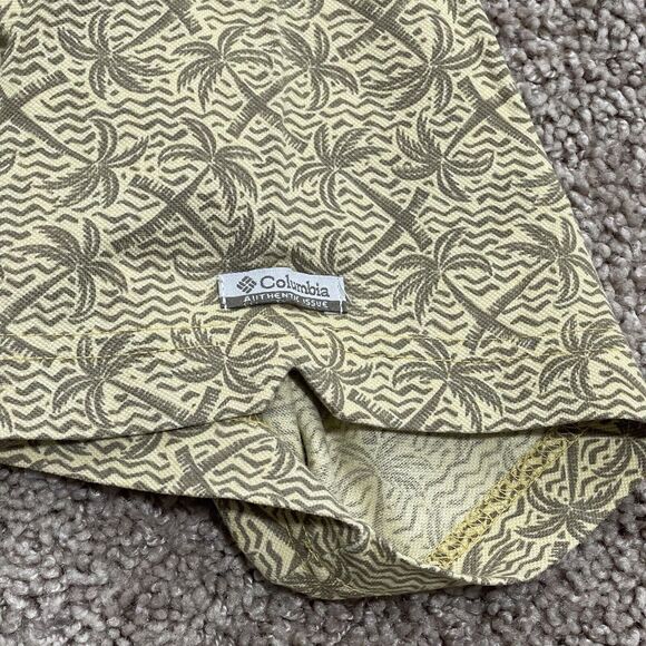VTG Columbia Polo Shirt Mens Large Yellow Floral Hawaii Palm Tree Peekaboo Golf - Picture 3 of 10
